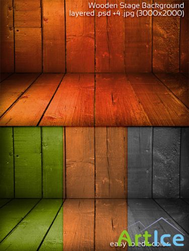 Wooden Stage PSD Backgrounds