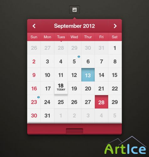 Pixeden - Calendar UI Kit iOS Psd