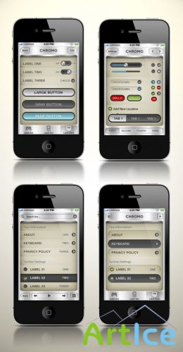 Pixeden - Chrome iPhone App UI Kit Psd