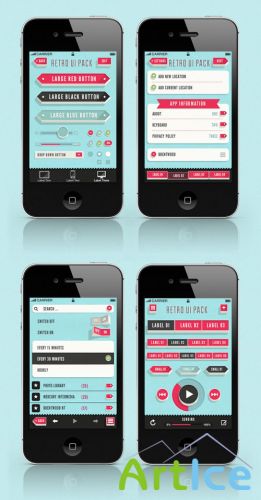 Pixeden - Retro iPhone App UI Kit Psd
