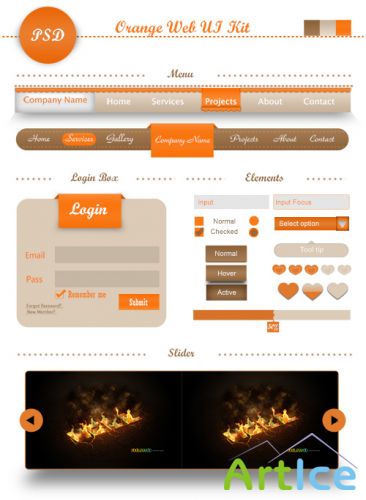 PSD Source Orange Web UI For Design
