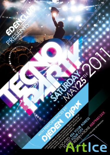 Pixeden - Tecno Party Flyer Template Psd