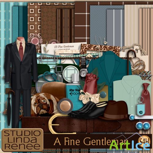 Scrap Set - A Fine Gentleman PNG and JPG Files