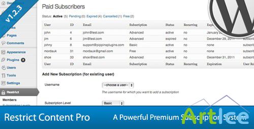 CodeCanyon - Restrict Content Pro v1.4.4.2