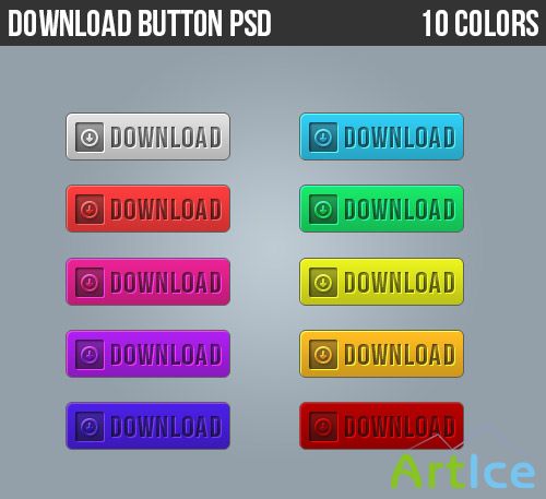 10 Colored Buttons PSD Web Design