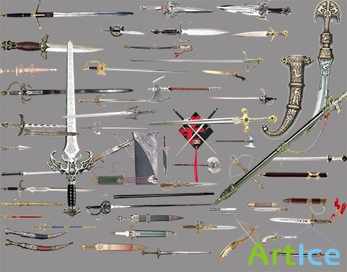 PSD Cliparts - Ancient Weapons - Swords and Swords