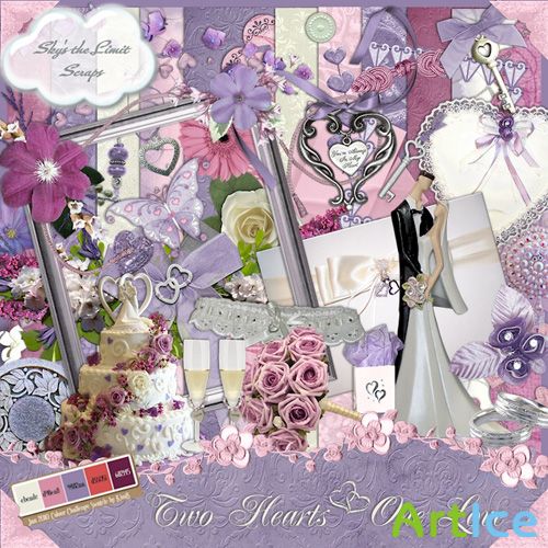 Scrap Set - Two Hearts One Love PNG and JPG Files