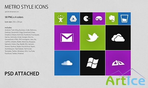 METRO Styled Icons PSD/PNG
