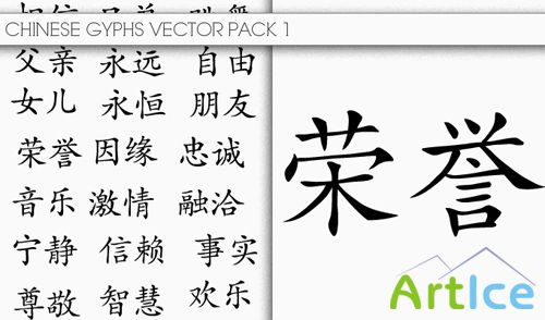 Chinese Glyphs Vector