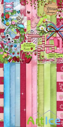 Scrap Set - Strawberry Flavor PNG and JPG Files