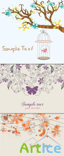 Colorful Spring Vector Backgrounds Set 5