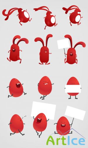 Designtnt - Vector Bunnies Eggs