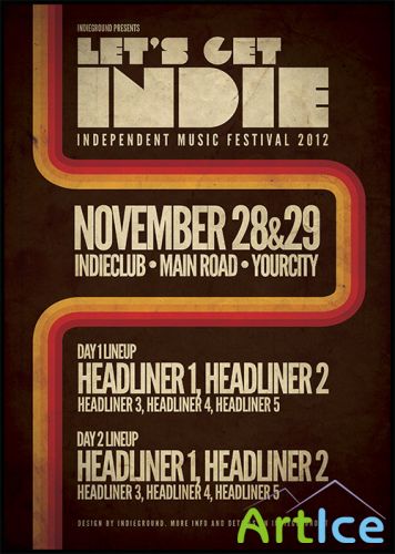 PSD Source - Indie Festival Poster (Light & Dark)
