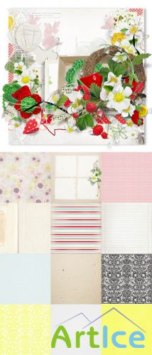 Scrap Set - Strawberry Delight  PNG and JPG Files