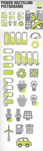 Designtnt - Vector Power Recycling Pictograms