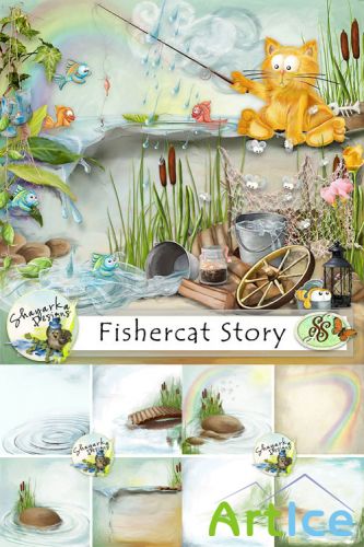 Scrap Set - Fishercat Story PNG and JPG Files