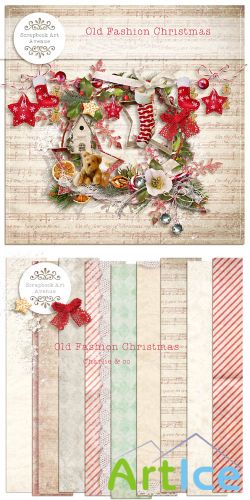 Scrap Set - Old Fashion Christmas PNG and JPG Files