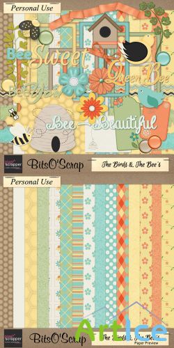 Scrap Set - The Birds and The Bees PNG and JPG Files