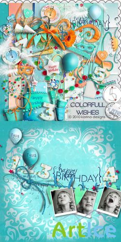 Scrap Set - Colorfull Wishes PNG and JPG Files