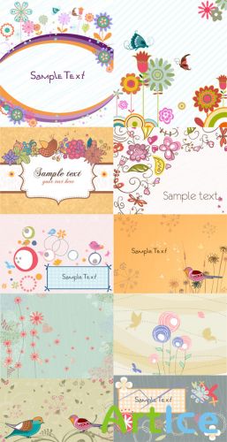 Spring Vector Backgrounds Set 11