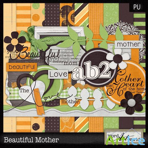 Scrap Set - Beautiful mother PNG and JPG Files