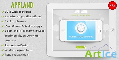 ThemeForest - AppLand v1.2 - Responsive Bootstrap Parallax App Landing Page - FULL