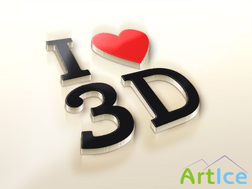 PSD Source - I Love 3D Logo Mock-Up