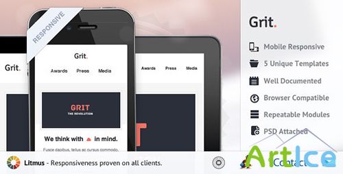 ThemeForest - Grit - Responsive E-mail Templates - RIP