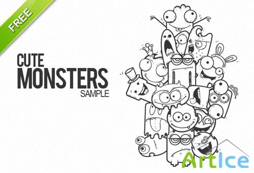 Designtnt - Cute Monsters Vector Sample