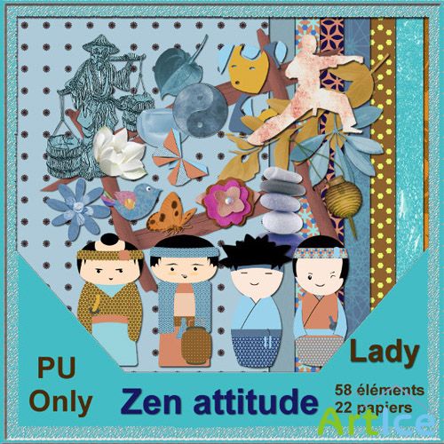 Scrap Set - Zen Attitude PNG and JPG Files