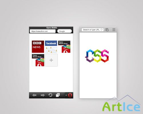 PSD Web Design - Mobile Browser Template For Opera and Chrome