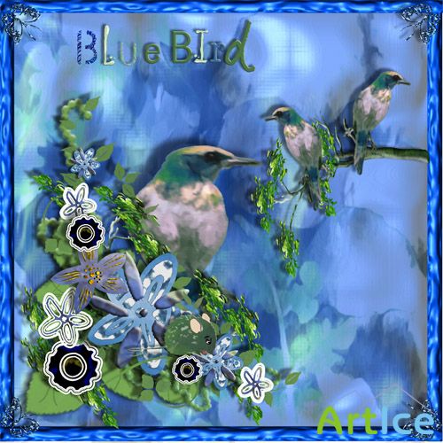 Scrap Set - Blue Bird PNG  Files