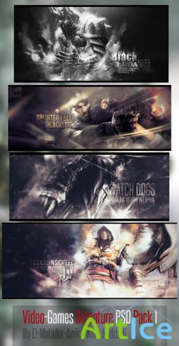 Video-Games Signature PSD Pack 1