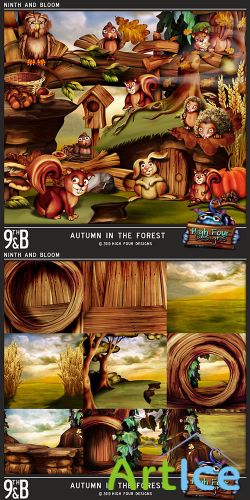 Scrap Set - Autumn In The Forest PNG and JPG Files