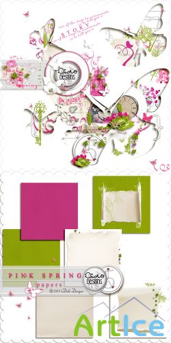 Scrap Set - Pink Spring PNG and JPG Files