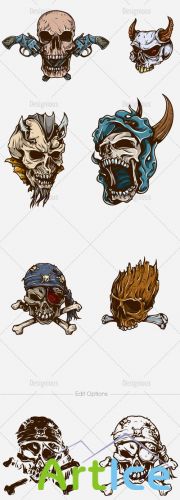 Vector Skulls Set 30