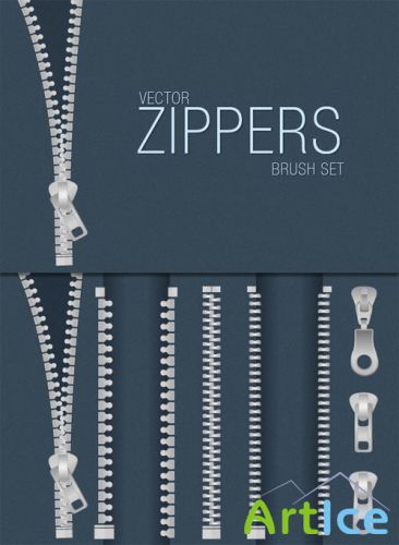 Designtnt - Zippers Vector Brush Set