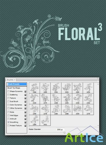 Designtnt - Floral Brushes Set 3