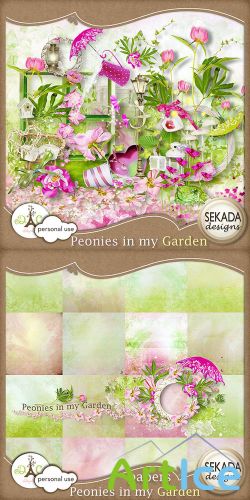 Scrap Set - Peonies in my Garden PNG and JPG Files