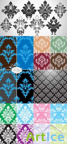 Damask Backgrounds Vector Set