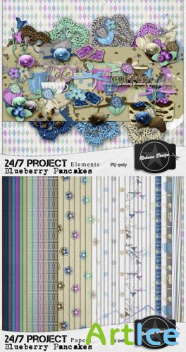 Scrap Set - Blueberry Pancakes PNG and JPG Files
