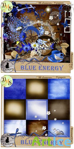Scrap Set - Blue Energy PNG and JPG Files