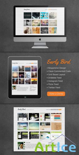 WeGraphics - Early Bird  One Page Portfolio Template