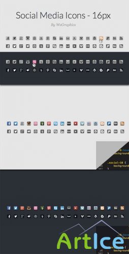 WeGraphics - CSS Sprite Ready Social Media Icons  16px