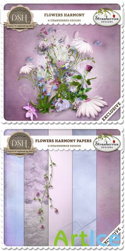 Scrap Set - Flowers Harmony PNG and JPG Files