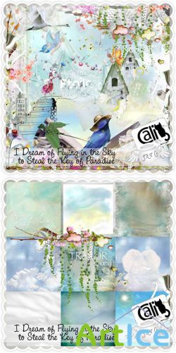 Scrap Set - I Dream of Flying in The Sky PNG and JPG Files
