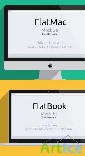 Pixeden - iMac & Macbook Psd Flat Mockup