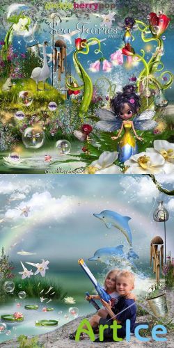 Scrap Set - Sea Fairies Part 1 PNG and JPG Files