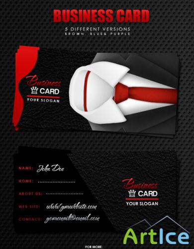 5 Differents Business Cards PSD Template