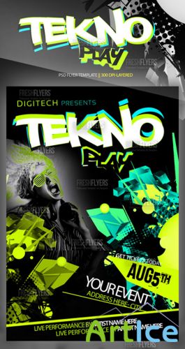 Tekno Play Flyer/Poster PSD Template